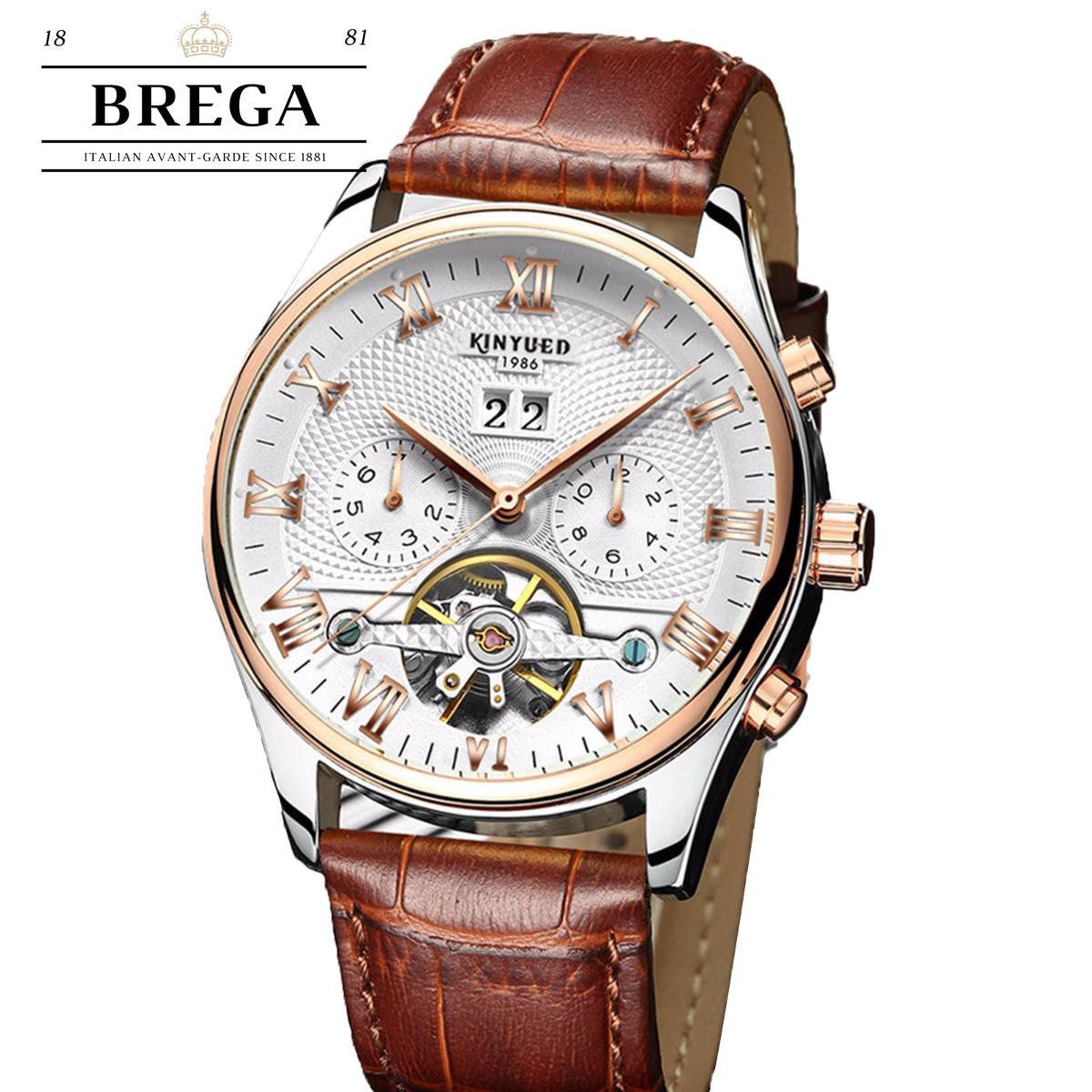 Meyhofer EASY-CLICK watch strap Brega 20mm dark brown leather smooth  surface racing light stitching